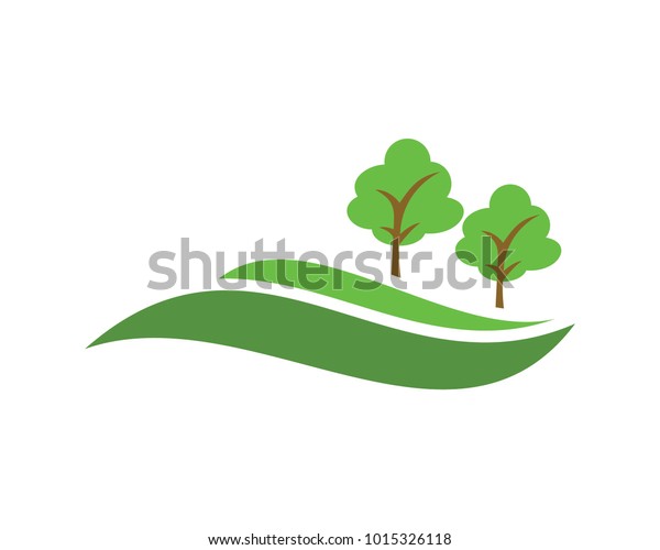 緑の丘のベクター画像 木のベクターイラストデザインランドスケープ のベクター画像素材 ロイヤリティフリー