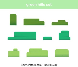 Green hills icons isolated on white 