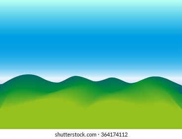 Green hills landscape spring vector pattern