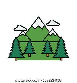 Green hills with pine trees representing peaceful and scenic nature landscapes