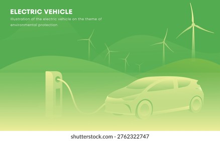 Green hills roll beneath wind turbines. Electric car charges at a modern station. Silent, clean energy powers tomorrow. Nature and innovation blend seamlessly. Ideal for eco-friendly campaign visuals