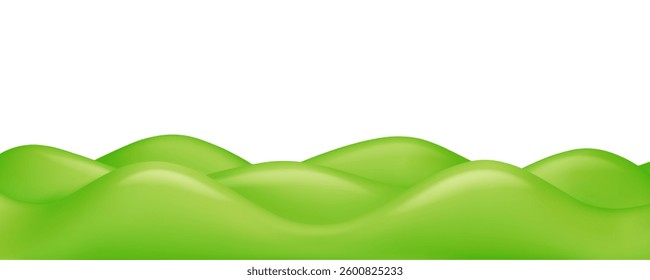 Green hills vector 3d background. Cartoon mountain with grass, nature backdrop isolated on white background. Playground or park field scene