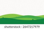 Green Hills Vector Background with Transparent Sky for Seamless Landscape Design Use, PNG