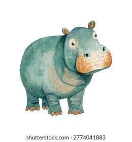 Green hippo with brown snout standing