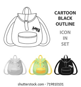 Green hippy backpack.Hippy single icon in cartoon style vector symbol stock illustration web.