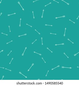 Green Hipster arrow icon isolated seamless pattern on green background.  Vector Illustration