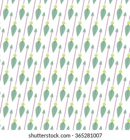 Green hipster arrow seamless pattern. Vertical rows with mint green arrows. 