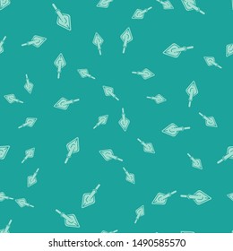 Green Hipster arrow tip icon isolated seamless pattern on green background.  Vector Illustration