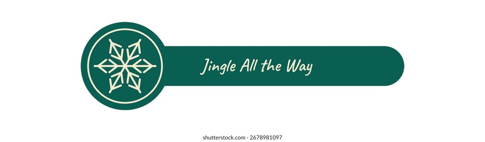 Rótulo de feriado verde com contorno de floco de neve e ornamento de círculo. Design de tampa de caixa de Natal como ícone de Natal, floco de neve sotaque no pacote festivo em estilo verde negrito para gráfico de inverno ou caixa de férias.