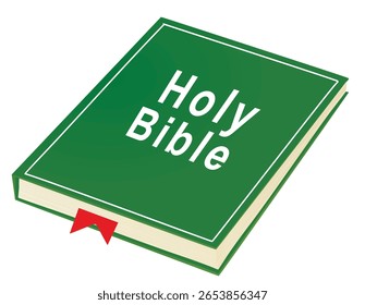 Green  Holy Bible book. vector	