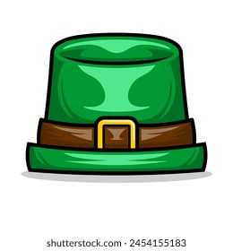 Green Homburg Hat with Brown Leather Edging. Vector Illustration in EPS Format for Icon, Logo, Sign, Symbol, Isolated on Transparent White Background.