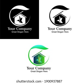 Green  home aviary vector logo.