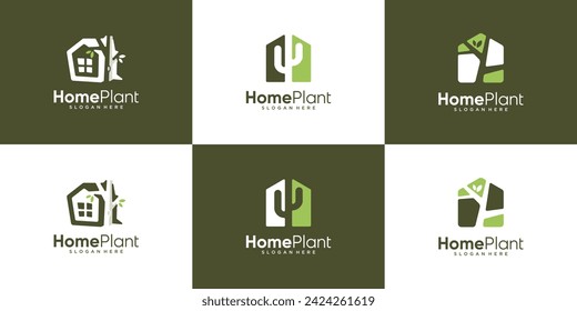 Green Home and Beauty Plants logo design collection