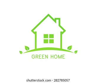 Green home concept with leaves