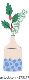 Decoração verde da casa. Vaso de ramo de árvore de inverno