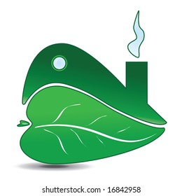 Green Home. Easy to edit vector image.