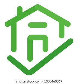 Green home. Flat vector sign.