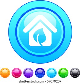 Green home glossy circle web buttons.