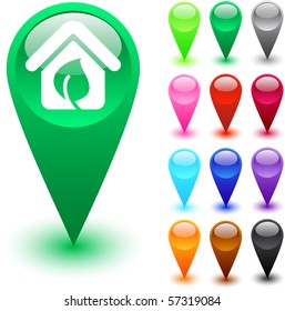 Green home glossy web buttons.