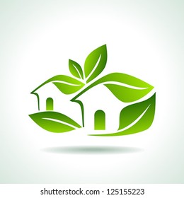 Green home icon on white background