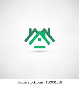 Green home icon on white background