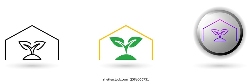 Green Home icon represents a smart city based on digital technology and innovation. Available in outline, solid and glossy effects, ideal for smart city applications, future city industries, etc.