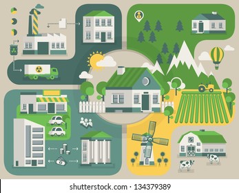 Green home info graphic, ecology background