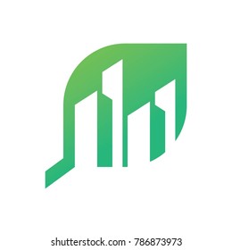 Green home leaf logo template