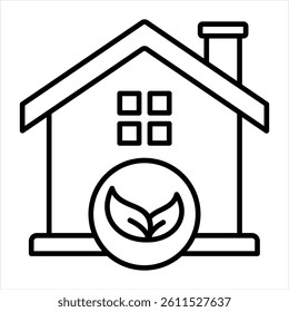 Green Home Line Icon Vector Illustration