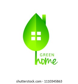 Green home logo concept made of leaf