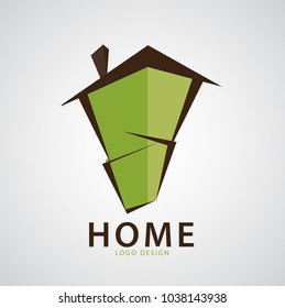 Green Home logo design vector illustration, web icon, Ecology sign, House Logotype, services Household, kid house, brand, Cartoon