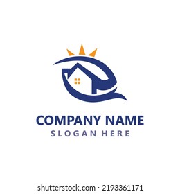 Green home logo friendly creative ecology simple design template