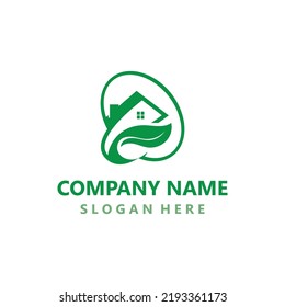 Green home logo friendly creative ecology simple design template