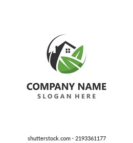 Diseño sencillo de ecología creativa amigable con el logotipo del hogar verde