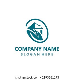 Green home logo friendly creative ecology simple design template