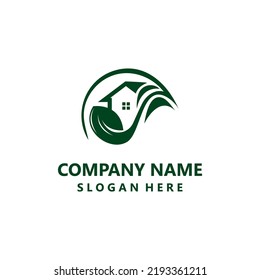 Diseño sencillo de ecología creativa amigable con el logotipo del hogar verde