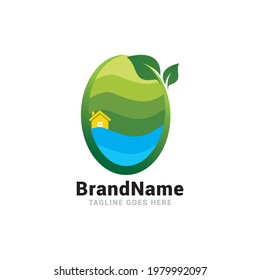 Green home logo icon vector template.