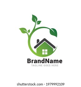 Plantilla vectorial de icono del logotipo del hogar verde.