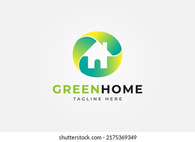 Green Home Logo, modern home style with green gradient logo design. suitable for Architecture Building apps and company logos design, vector illustration