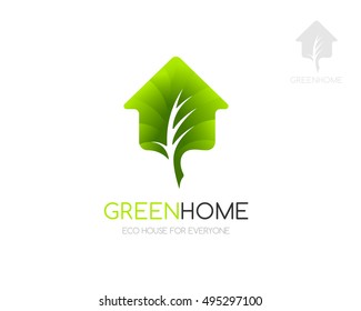 Green home logo template. Concept for eco friendly house or synergy buildings