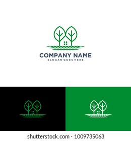 green home logo template, homes icon vector illustration