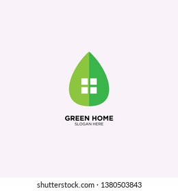 Green Home logo template, vector illustration - Vector