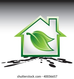 green home on splattered ground