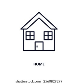 green home outline icon.  Thin line icon from ecology collection. Editable vector isolated on white background