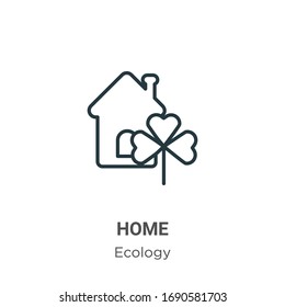 Green home outline vector icon. Thin line black green home icon, flat vector simple element illustration from editable ecology concept isolated stroke on white background