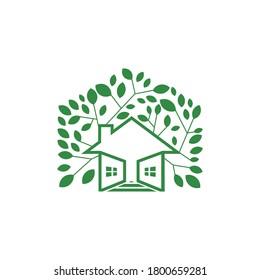 Green Home Real Estate Logo with leaf
