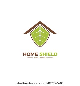 Green home shield logo concept 