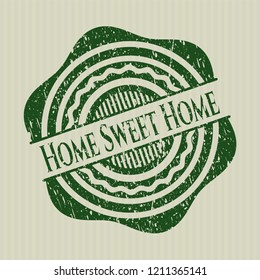 Green Home Sweet Home rubber stamp with grunge texture