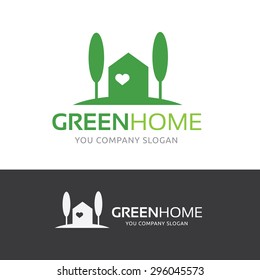 Green Home Vector Logo Template