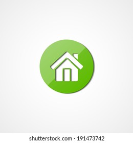 Green home web icon on white background